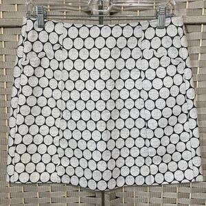 J.Crew Factory Mini Pencil Skirt Women Size 4 Gray White Coin Dot Lined NEW